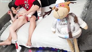 She knows how to show him she wants a real threesome, but with a toy at first