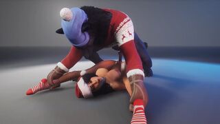 A curvy woman is getting fucked by a werewolf in this hot XXXMAS scene