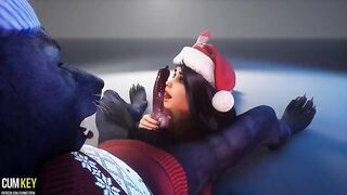 A curvy woman is getting fucked by a werewolf in this hot XXXMAS scene