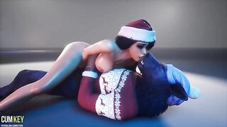 A curvy woman is getting fucked by a werewolf in this hot XXXMAS scene