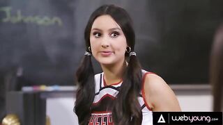 Three stunning cheerleaders including Eliza Ibarra get caught and fucked during detention