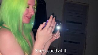 Girl sucks her friend's boyfriend’s dick for a bet on the party