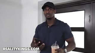 Hot Valentina Jewels tries to seduce delivery guy Jax Slayher with her 34D