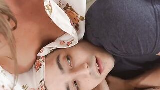 A guy gently interacts with the hole of his girlfriend