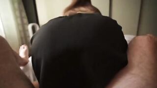 A girl caught her stepbrother jerking off with her panties on