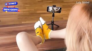 A cute girl decided to make a footjob video for her fans