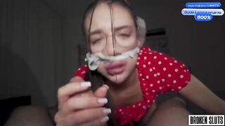 Submissive teen gets fucked by two guys in an intense FMM threesome