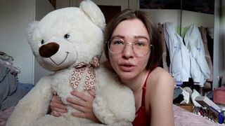 The best friend is a cute little teddy bear for this hot teen