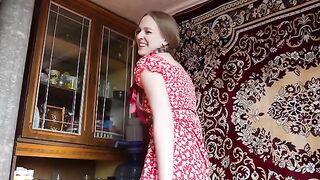 A hot blonde has sex right in the rural area