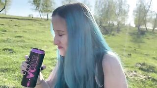 A forest fuck with a hot girl with bright hair