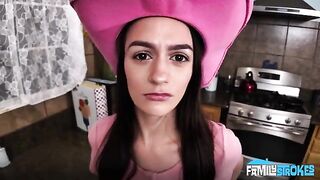 A guy pushed his cock to the cowgirl in her clothes