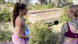 Horny hikers get fucked in the forest by a stranger