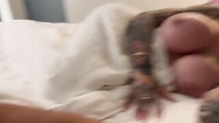 The stepfather fucked his stepdaughter with big fake tits