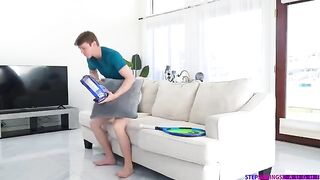 Girlfriend gently fucks with a guy on the couch in a tender scene