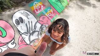 A white guy managed to surprise the mulatto girl with his size