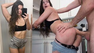 First-time anal experience results in multiple orgasms for the brunette beauty Abbie Maley