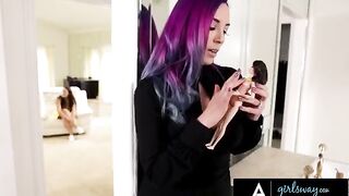 A hot girl with sexy colors in her hair is fucking with the witch