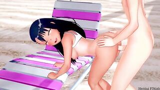 Hentai Beach Party: Nagatoro gets fucked hard and takes his cum