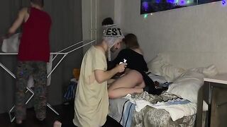 Two guys fucked a girl with narrow pussy in a friendly session