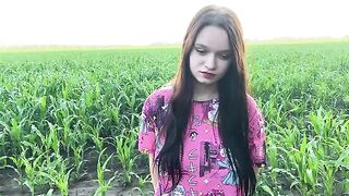 A hot chick is having fun with her stepbrother in the cornfield