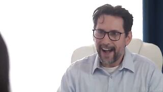 The interview went well, and the brunette girl got fucked
