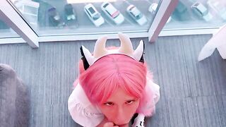 The young cosplayer has to wait for the release