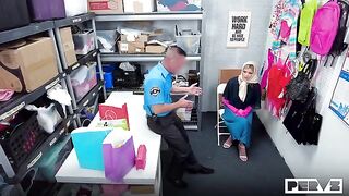 The beautiful blonde has an appointment with a security guard, things get hot