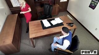 A hot blonde can be a real slut with her students, the baby
