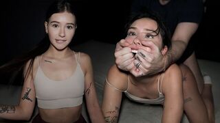 The game of “guess where the next hand will land” with a hot teen