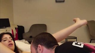 A girl came down from her peak, but got another orgasm with the help of her boyfriend