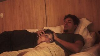 Girl gave a blowjob and received a creampie in bed