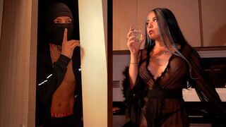 The burglar's goal was the safe, but he got her tight pussy