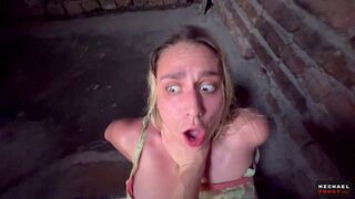 A man shot his cum on the pretty face of a hot whore