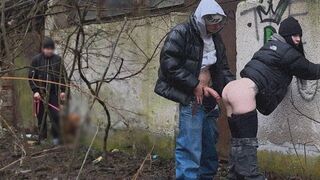 A passionate encounter in a public spot, with intense moments of pleasure