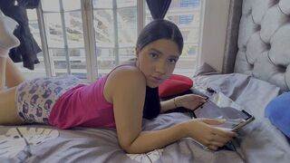 She buried her face in the pillow and lost control, a steamy scene that fits right into the passionate world of Naty Gallego, known for her fiery Latina charm and captivating performances
