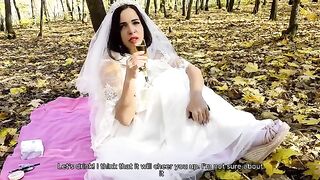 A white dress can be removed, but the cock is left inside