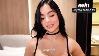 A girl has sex with her stepbrother and he comes on her chin