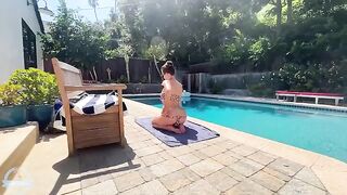A big oiled tit MILF gets fucked by the pool