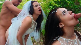 The bride received a tongue tip in the ass on her wedding day