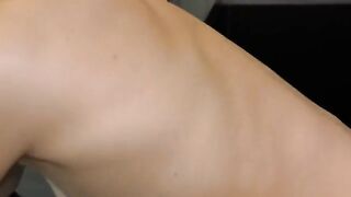 A girl likes to choke, and the guy films it on mirror