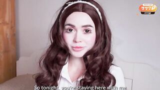 A man fucks his wet and pink doll on Halloween night in a rough roleplay