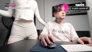 A wet pussy is rubbed on the table to get orgasm