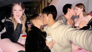 A hot chick Melody Marks fucks with her boyfriend in the car