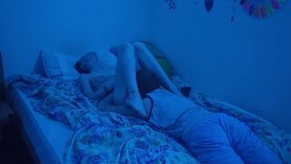 I lick away the excitement, drop by drop. Passionate amateur couple in bedroom action