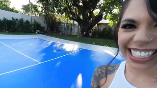 Gina Valentina gets fucked hard in public, showcasing her curvy allure