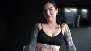 A girl with a steel brace in her mouth is very hungry for cock