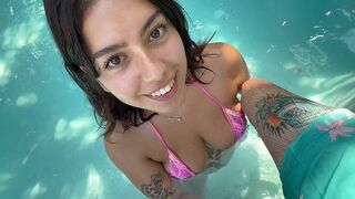 Can I give you a blowjob right here? Do you mind? (Busty Latina)