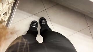 A girl was jerking off in the restaurant toilet, completely alone