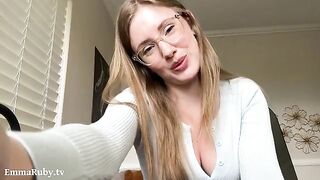 A girl with glasses makes you a stunning homemade joI video