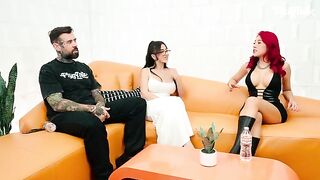 A girl with a big ass was fucked from behind by two guys